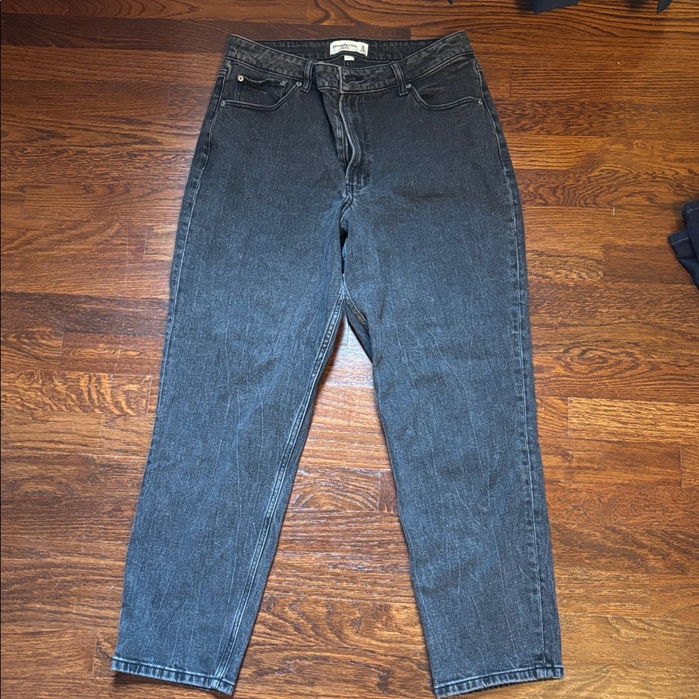 Abercrombie Faded Black Curve Love Mom High Rise Jeans